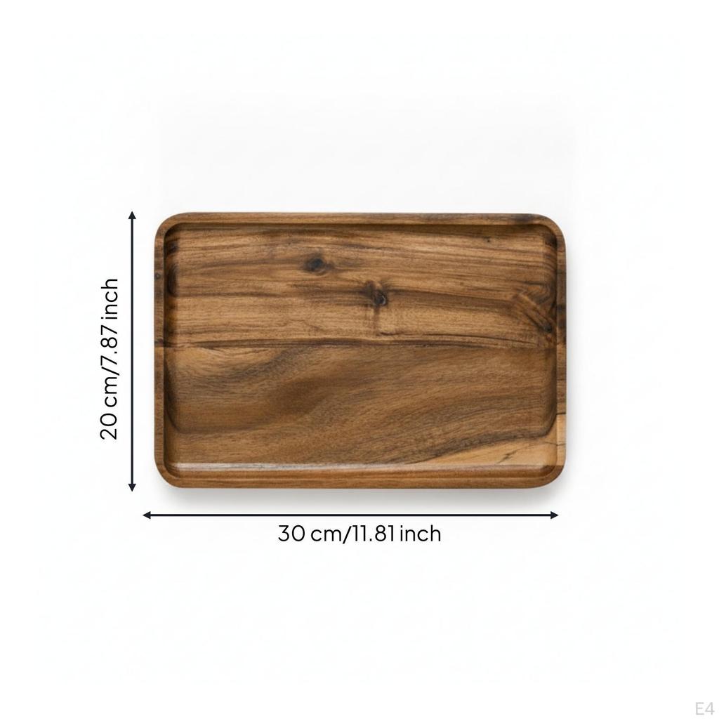 Acacia Wood Serving Tray Smooth Rounded Corners Food Platter Square