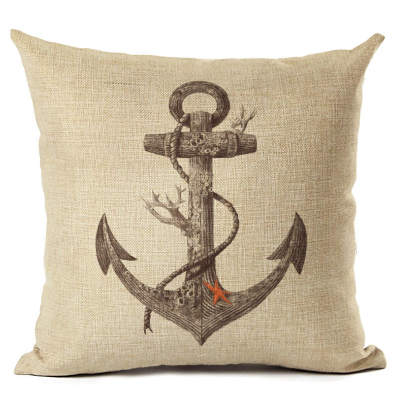 Husă de pernă din bumbac, în stil nordic, model de ancoră, navă marină, husă de pernă, husă de pernă decorativă Cojines Almofadas