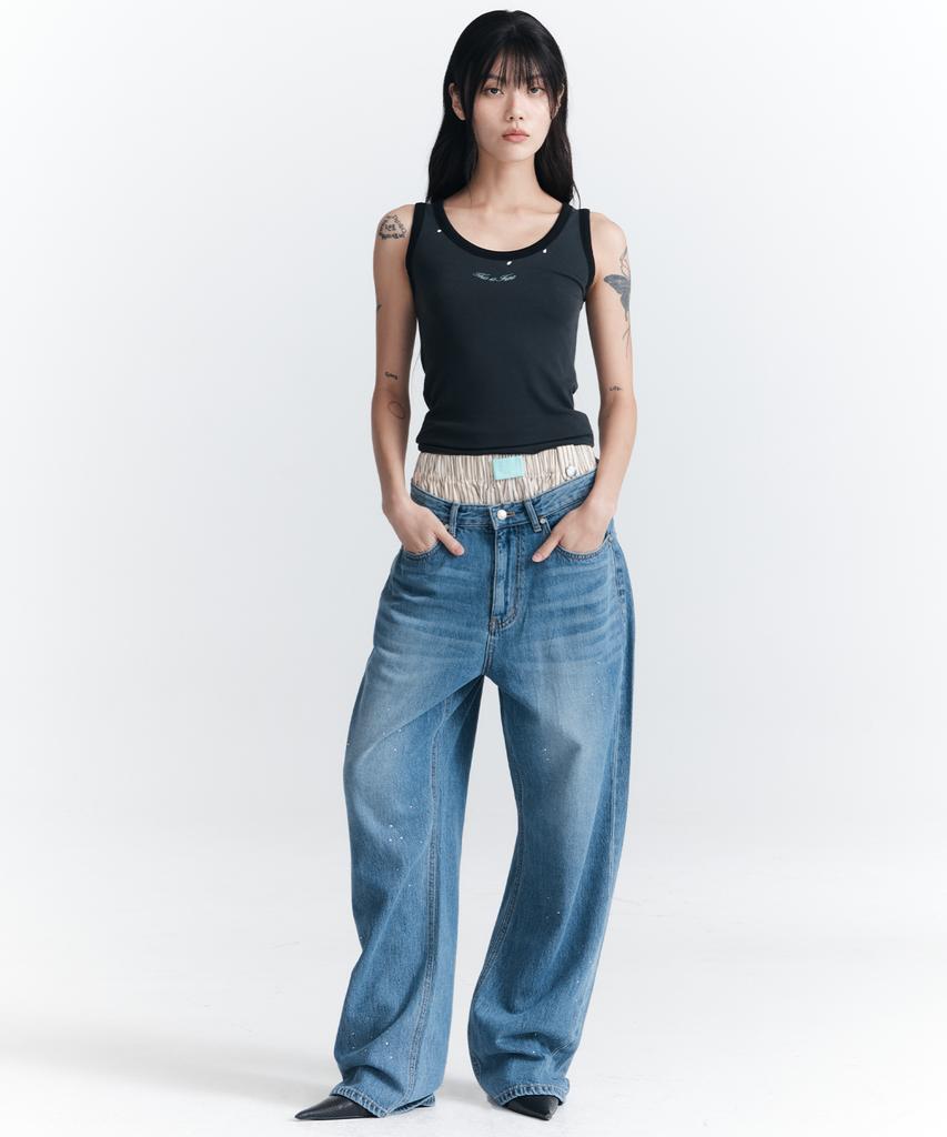 Diseuijeupain [This Is Fine X Funflex] Relaxed Signature Jeans Galaxy