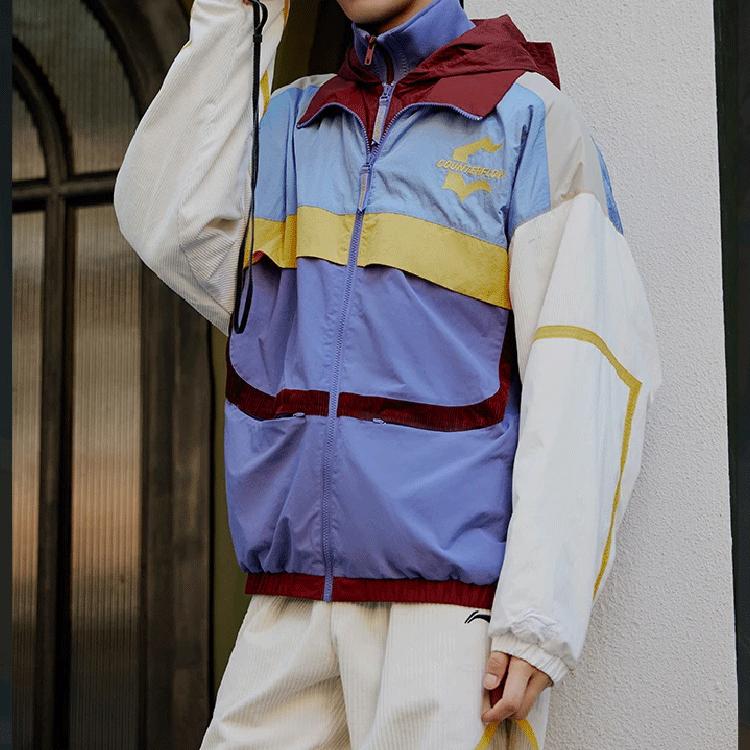 Li Ning CF Wu Xing Series Color Block Splicing Loose Fit Hooded Jacket Men Jackets Sunset-Purple AJDR494-1