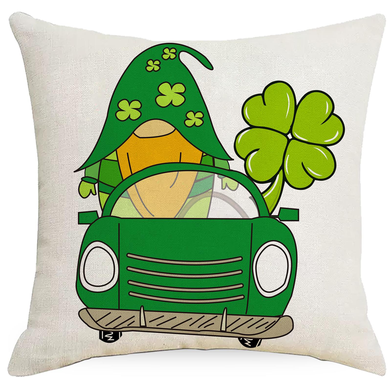 

St. Patrick s Day Pillow New Lucky Grass Festival Line Crocodile Pillowcase Home 45 * 45Cm without pillow core