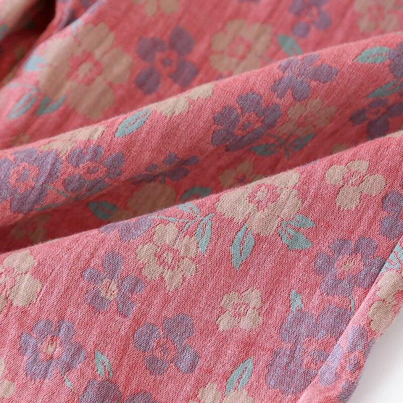 2026 Spring/Summer New Women's Sleeping Pants 100% Cotton Jacquard Cute and Fresh Flower Pants Loose Closing Home Pants Ladies