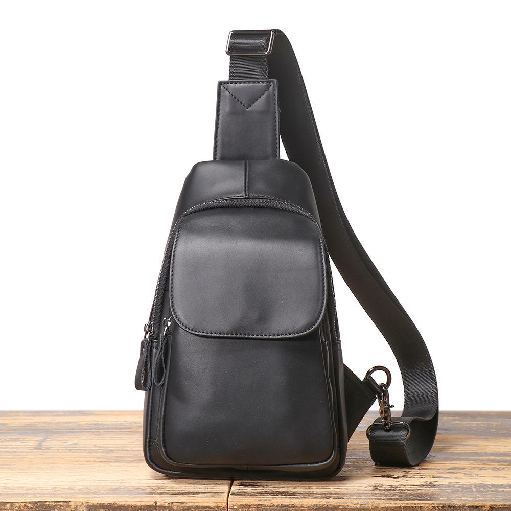 Leather Shoulder Bag, New Top Layer Cowhide Crossbody Bag, Casual Chest Bag, Men's Portable Multifunctional Bag