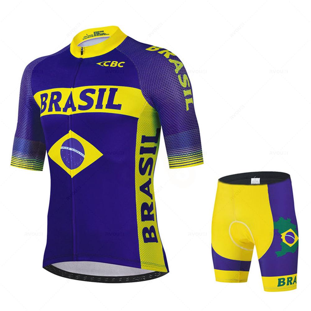 Set Maglia Ciclismo Estiva Team Brasile Abbigliamento Ciclismo MTB Abiti Bici Uniforme Maillot Ropa Ciclismo Tuta da Ciclismo Uomo