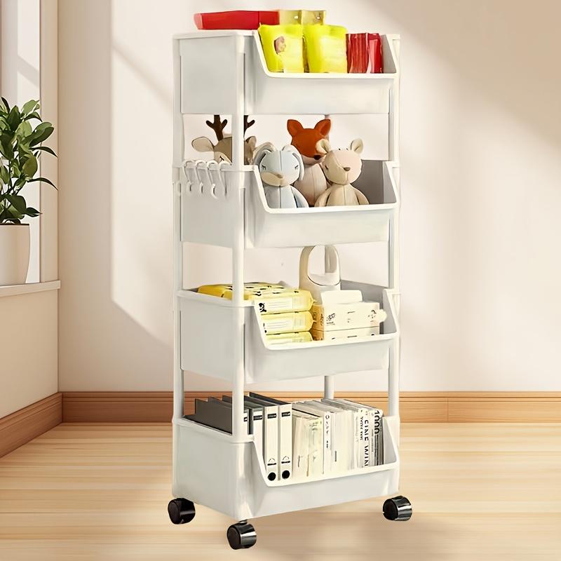 1 Storage Rack Trolley, Vertical Multi-layer Storage, with Wheels, Suitable for Kitchens, Bathrooms, Dormitories, Etc