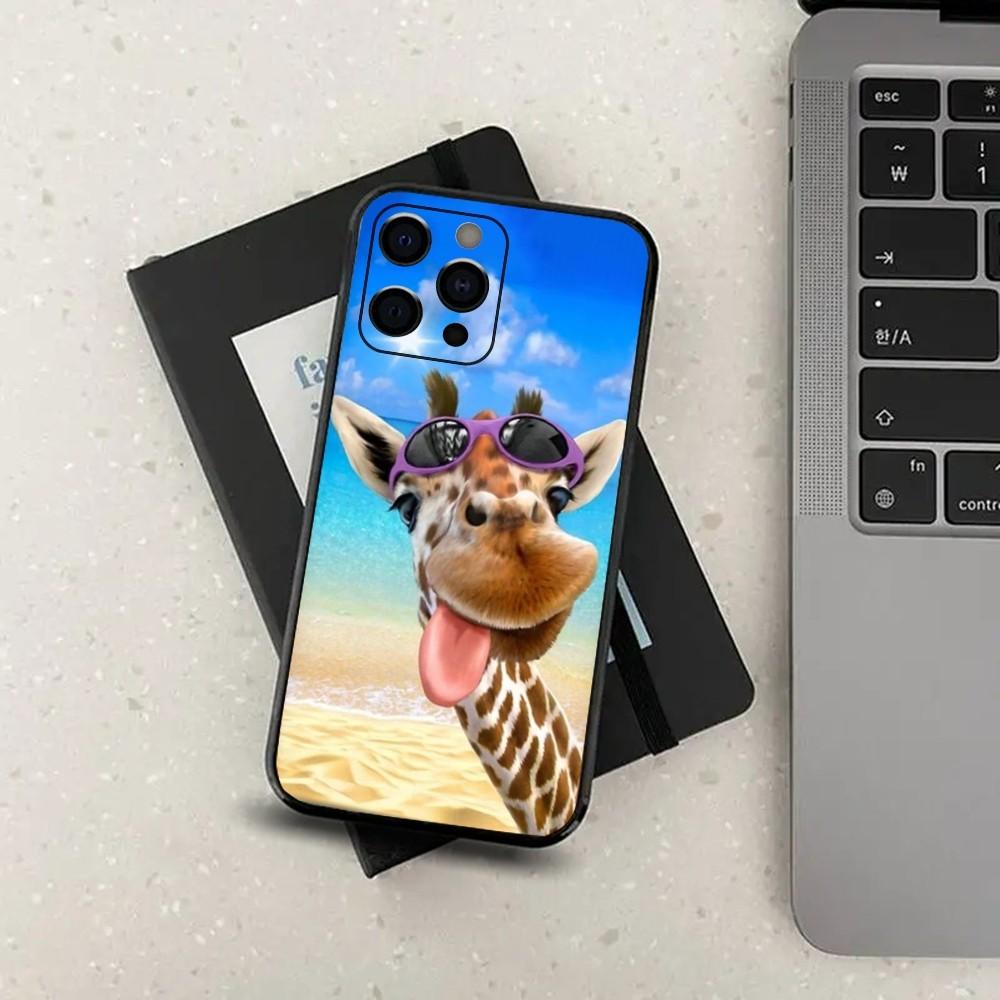 Giraffe Animal Funny Phone Case For Apple iPhone 15,14,13,12,11,Pro,X,XS,Max,XR,Plus,Mini Soft Black Cover