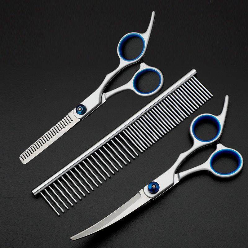 Professional Pet Grooming Scissors Set: Curved Trimming Shears for Dog Hair & Teddy Cuts