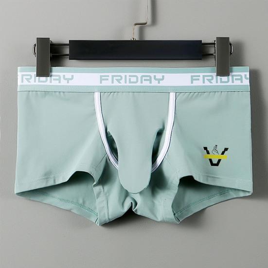 Men Boxer Underwear Letter Print Elephant Nose Design Shorts Briefs Mid-rise High Elasticity Breathable Panties