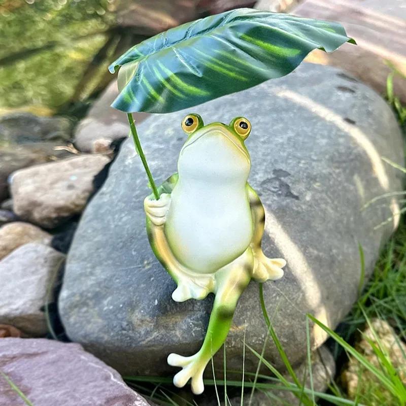 Leaves Enjoying The Coolness Simulated Frog Ornaments Fish Tank Micro-landscape Home Ornaments Balcony Courtyard Crafts