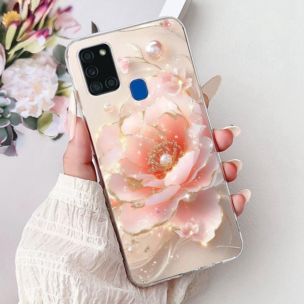 For Samsung A21s Case Cover Clear Fashion Luxury Cute Painted Back Cover For Samsung Galaxy A21s Phone Case A217F A217M A217N
