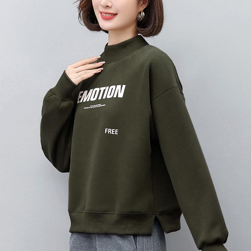 

Женский утепленный флисовый свитшот - Модный пуловер свободного кроя на зиму 2024 для мам среднего возраста XXL (145-160 jin) армия зеленый