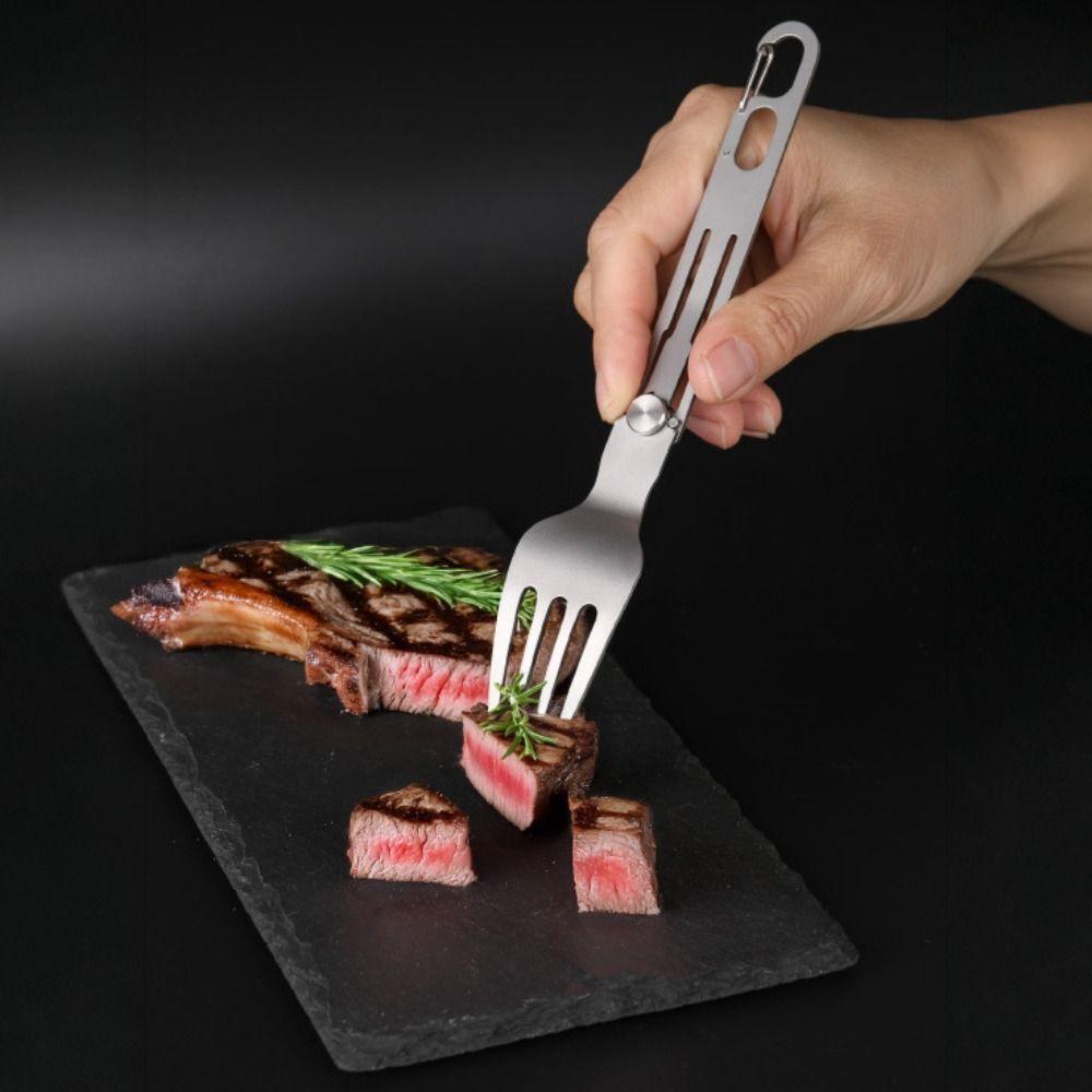 Stainless Steel Portable Cutleries Set Reusable Folding Tablewares Camping Utensils  Hiking