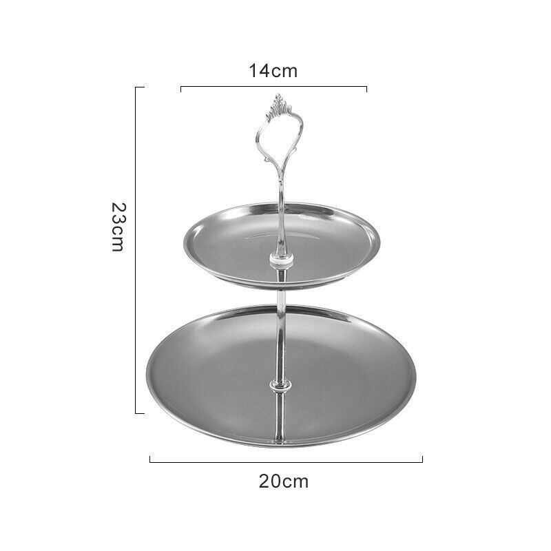 2/3 Layer Stainless Steel Cake Tray Birthday Wedding Party Snack Display Rack Restaurant Detachable Dessert Rack Fruit Plate