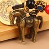 Chinese Lucky Horse Car Keychain Zodiac Brass Gourd Five Emperors Money Key Chain Metal Feng Shui Coins Lucky Key Ring