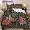 Medieval Court Life and Grape Harvesting Bedding, Duvet Cover, Pillowcase, Home Decoration, Birthday Gift (1 * Duvet Cover+2 * Pillowcase, Coreless)