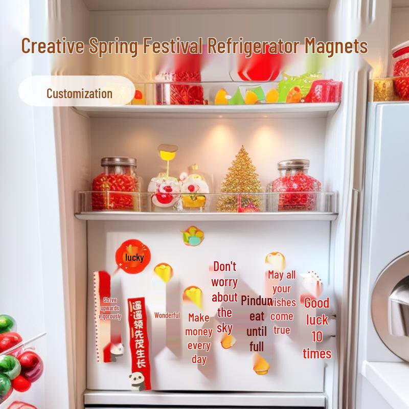 Custom Spring Festival Magnetic Refrigerator Stickers: Festive DIY Cultural City Souvenirs Custom with Picture