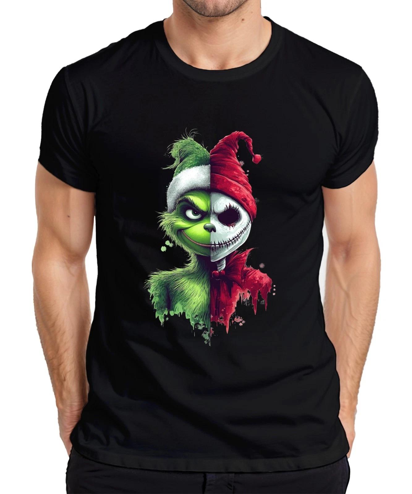 Grinch Skelett Halb Gesicht grün Weihnachten Horror düster Herren T-Shirt M