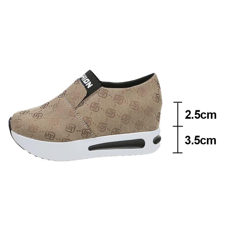 Fashion Vintage Old Flower Thick Bottom Loafers Women Chunky Platform Slip On Casual Shoes Woman Plus Size 42 Height Increasing Sneakers