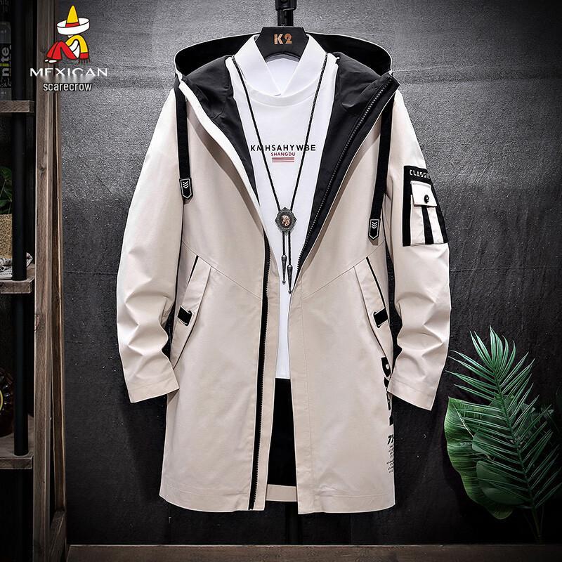 MEXICAN Men s Trendy Loose Fit Mid-Length Hooded Windbreaker M