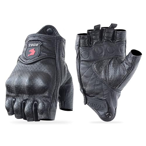 

ZVCXOE Мотоциклетные перчатки Летние Полупальцевые Натуральная Кожа Козья Кожа Жесткий Протектор Козья Кожа Перфорированная Сетка Удобные и Дышащие для Касания