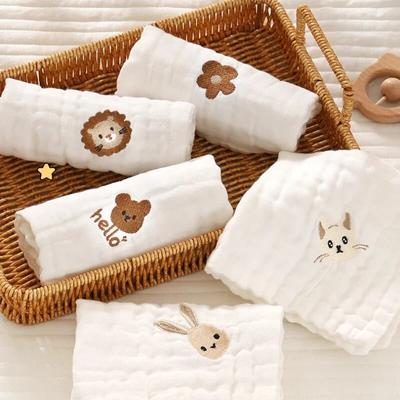 6 strati di cotone ricamo asciugamani per saliva del bambino salviette per il viso bavaglino neonato fazzoletto per bambini panno morbido per il ruttino