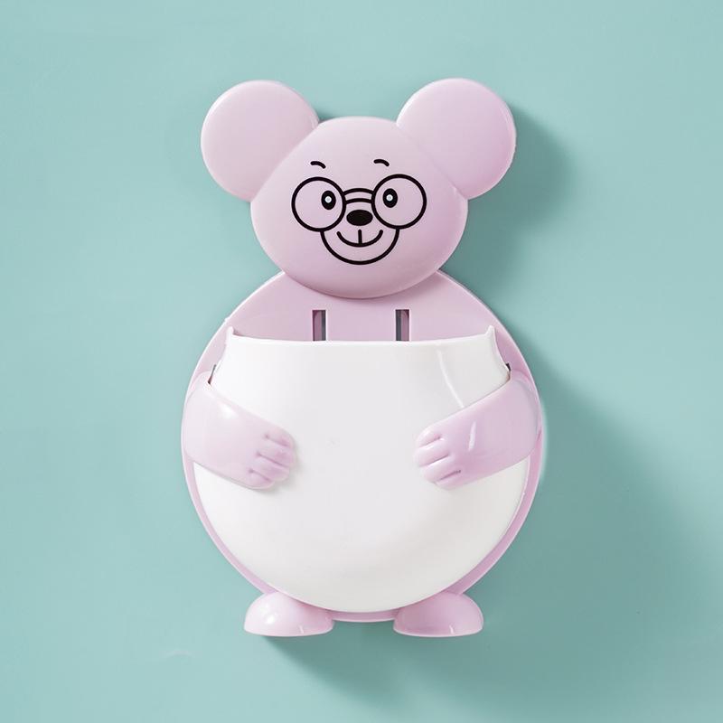 Wall-mounted Bear Storage Box, Bathroom Toothbrush and Toothpaste Draining Rack, Kitchen Storage, Chopstick Basket, Living Room Storage
