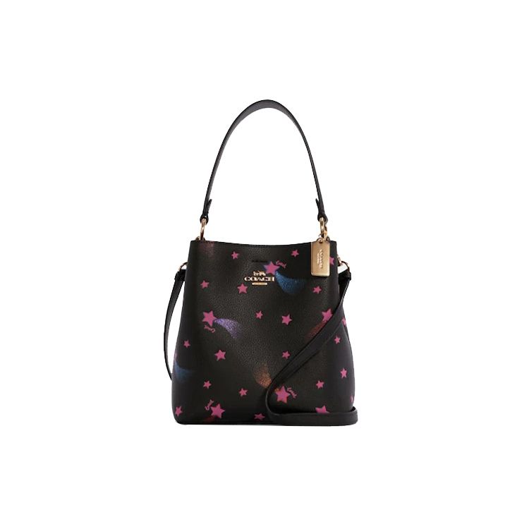 

Coach Town 22 Disco Star Print Snap Pebble Leather Bucket Bag Women Bags Black C7245-IMA47 Basic Set (Bag+Dust Bag)