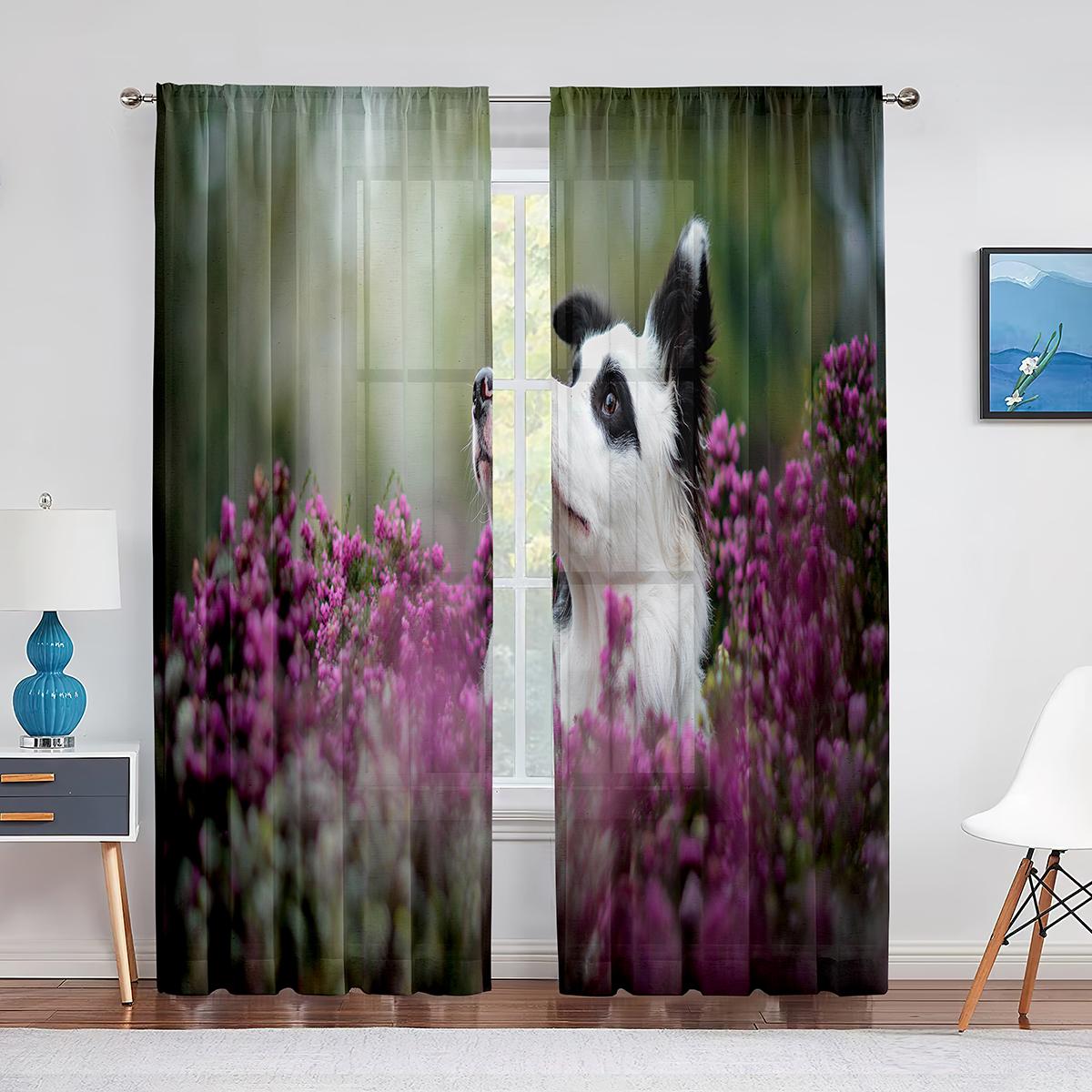 Тюлевые шторы с изображением собаки — фото 5