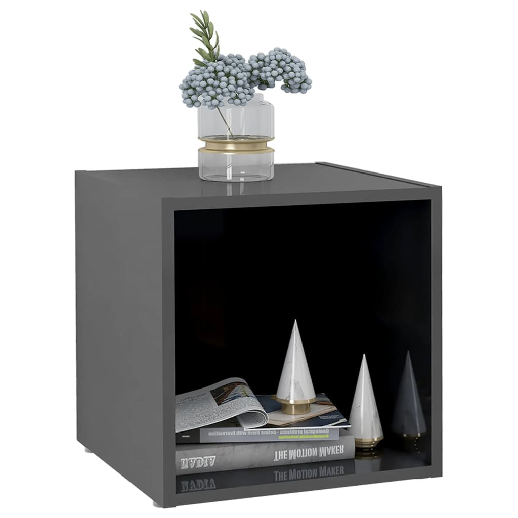 TV Stands (Set of 4) High Gloss Grey 37 X 35 X 37 Cm Engineered Wood