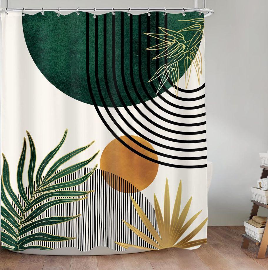 

180см*180см Богемная Абстрактный Растительный Узор Занавеска для Душа с 12 крючками