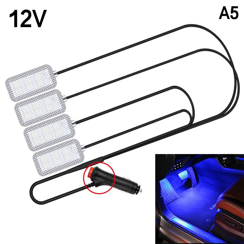 12V Car Neon Light LED Interior USB Flexible Strip For Cigarette Lighter Dashboard Atmosphere Lamp Multicolor Footwell Ambient Lighting