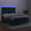 Vidaxl Łóżko Kontynentalne Z Materacem I Led Zielony Aksamit 140X200Cm