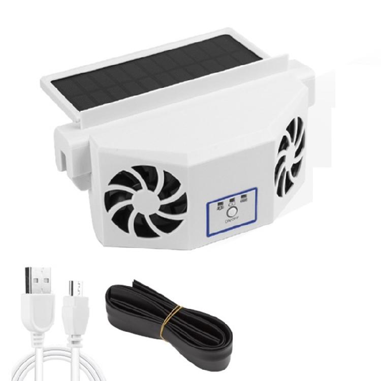 Double Head Air Exhaust Radiator Auto Interior Cooling Fan Air Circulation Fan Solar Charging Ventilation Fan
