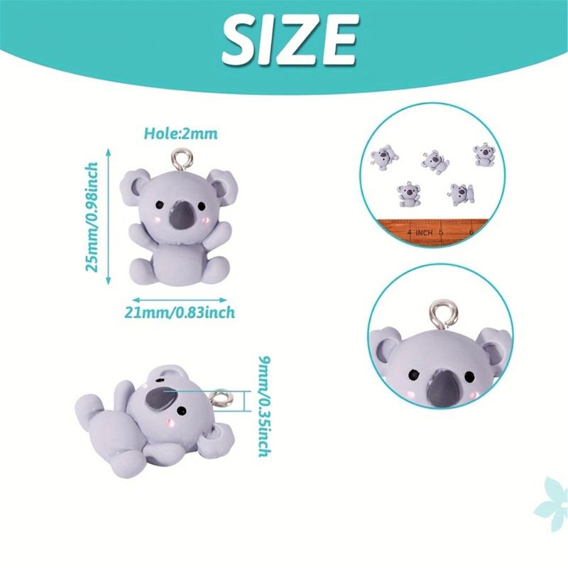 20pcs Blue Grey Koala Pendants Multiporpose Resin Koala Accessories Jewelry Charm For Creative Crafting And Gifts