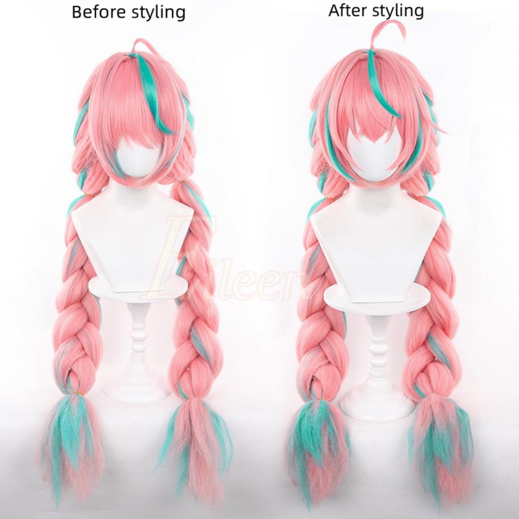 Genshin Impact Eileen Valesa Anime Cosplay Wig for and School Festivals Heat-Resistant Wig, Halloween, Christmas, Costumes, (Includes Net)