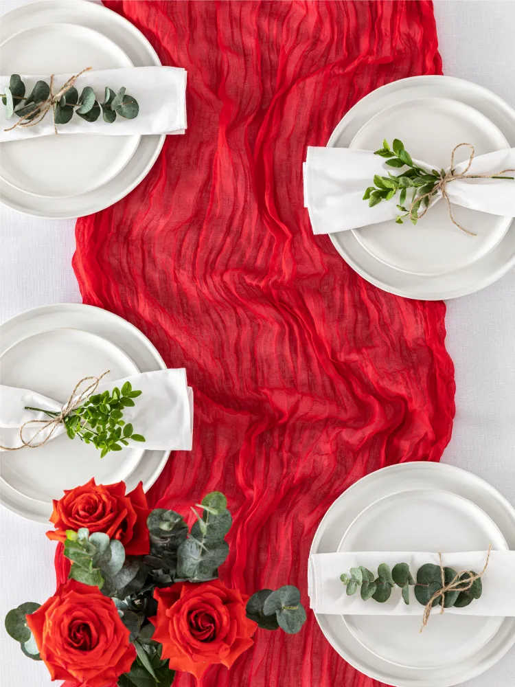 90*300cm Bordslöpare , Plisserad Bohemisk , Duk av Balinesiskt Garn , Bröllopsfestdekoration