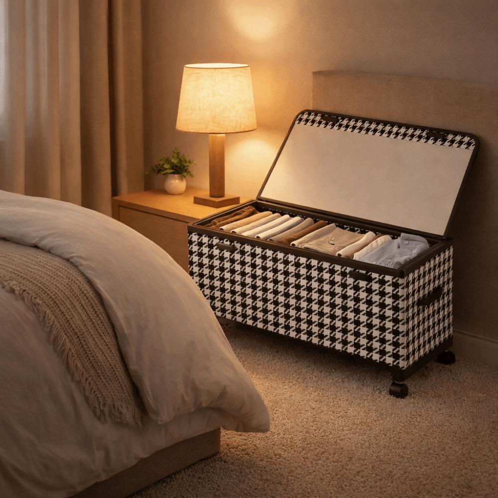Space Saving Mobile Under Bed Organizer Large Capacity Transparent Cover Storage Box  for Home