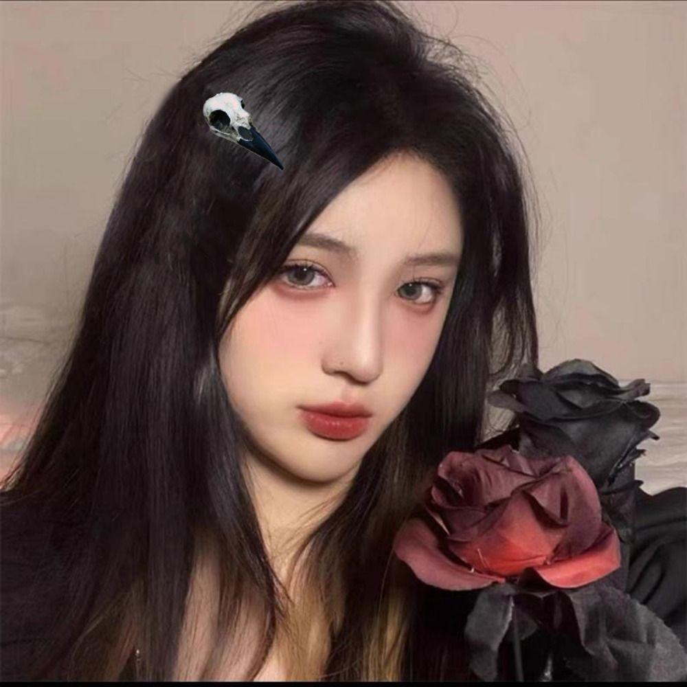 Hairpins Gothic Hair Clips Skull Hair Clips Crow Head Women Duckbill Clips Animal Skull Hairpins