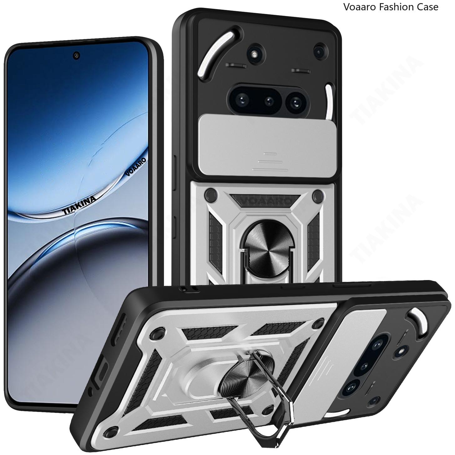 

Slide Camera Lens Armor Funda for Nothing Phone 3A Case for Nothing Phone 3A Case Magnetic Ring Stand Holder Anti-knock Cover for Nothing Phone 3A серебряный