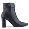 Allegra K Women's Navy Blue Pointed Toe Ankle Boots with Buckle and Heels, Size 22.5cm