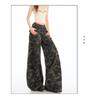 High street workwear wide-leg denim camouflage pants for women 026 new high-waisted slimming loose straight pants