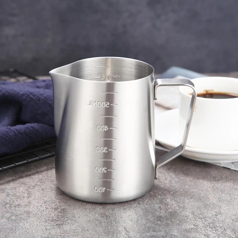 350/600/1000ML Stainless Steel DIY Coffee Tool Pot Milk Foam Craft Pitcher Cup Coffee Etching Cylinder Milk Foam Cup Coffee Pot