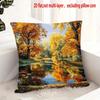 Pc D Flat Pillow Not Included Autumn Lake Reflection Landscape Cushion Cover Short Plush Nature Scenery Decor Gift Case
