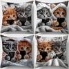 Funny Cute Cat Playing With Mobile Phone Printing Short Plush Suitable For Living Rooms Bedrooms Sofas (Excluding Pillow Cores)
