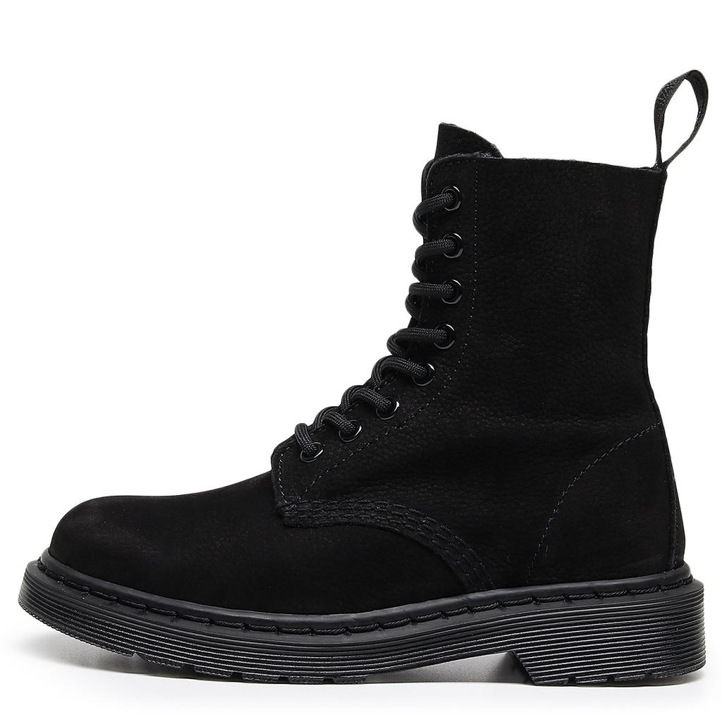 Botas cargo padrão lichia 1460 feminino camada superior couro bovino macio botas de casal couro genuíno britânico botas de motocicleta bico redondo tendência