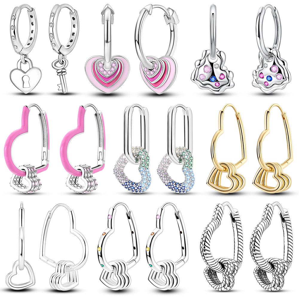 Copper Plated Hoop Earring Original Pendientes Love Heart Shape Classic Style Fashion Jewelry Gift For Woman Mom