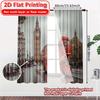 2D Flat Printing  2pcs London Journey Fashionable Popular Curtains Durable Polyester Curtains Thermal Insulation   and Room