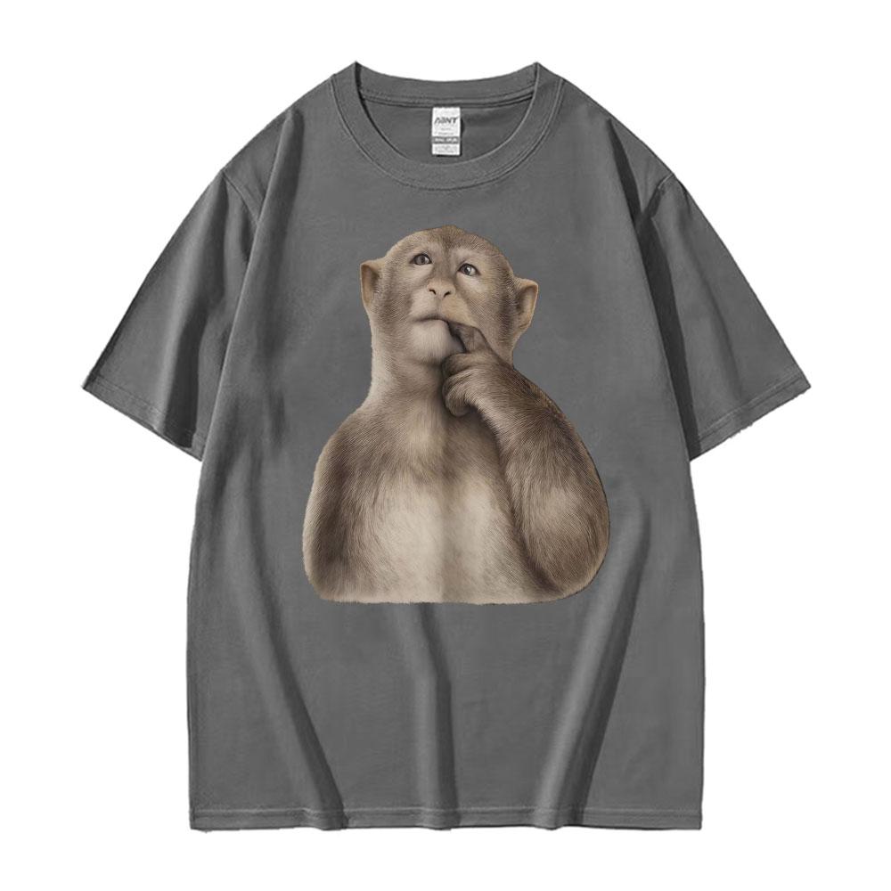 Funny Monkey Unhinged Reaction Stupid Meme Tshirt Men Women Fashion Humor Short Sleeve T Shirts Summer ONeck Oversized T Shirt
