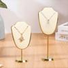 Velvet Necklace Pendant Holder Metal Base Jewelry Storage Display Rack Counter Display