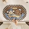 Cartoon Puppy Bathroom Diatom Mud Floor Mat Water Absorption Non-slip Wear-resistant Bathroom Household Oval Door Mat Toilet Mat